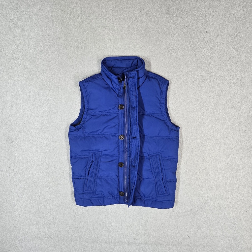 Abercrombie Boys Jacket L (KIDS) Blue Down Puffer Vest Zipper Button Insulated